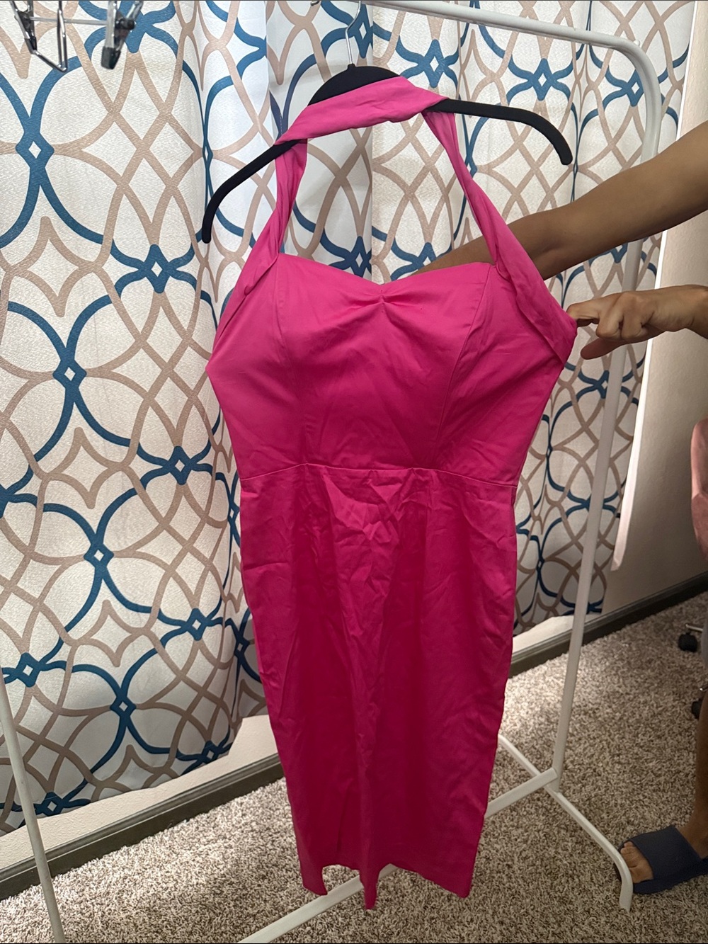 Vivien of Halloway Hot Pink Halter Backless Dress